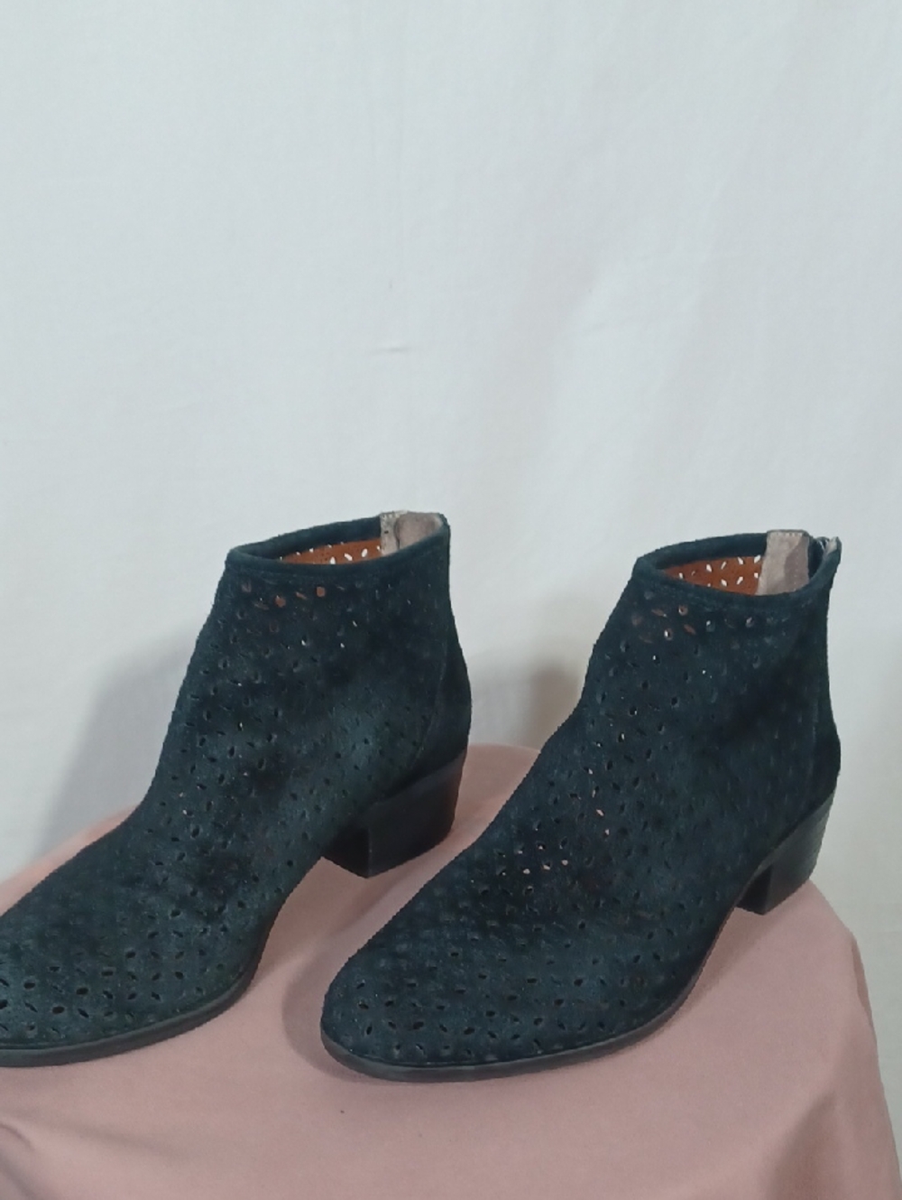 Lucky Brand Teal Perforated Suede Ankle Booties